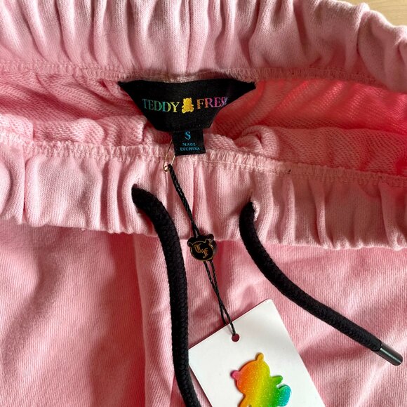 Teddy Fresh Women's Pink Sweatpants with Black Lace Trim size Small NWT NEW - Picture 3 of 6